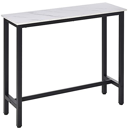 HOMCOM Bartisch Stehtisch mit Marmoroptik 120 x 40 x 100 cm Weiß+Schwarz