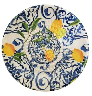 AMRAMI® Assiette à râper en céramique faite à la main pour l'ail et le gingembre avec pinceau méditerranéen