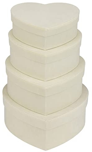 Oairse 4er-Set Geschenkbox Herzform Aufbewahrungsbox mit Deckel Geschenkschachtel Samt Blumenbox Ordnungsboxen Karton Schmuckschachtel Geschenkbox Geburtstag muttertagsgeschenk