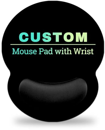 Naispanda Tapis de Souris Personnalisé avec Repose-Mousse en Mousse À Mémoire de Forme Tapis de Souris Personnalisé avec Support de Poignet Base (Round-S, 1 Photo)