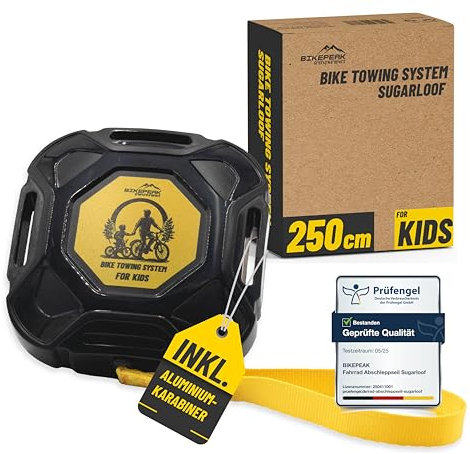 BikePeak Sugarloof - Cuerda para bicicleta (250 cm, para remolcar bicicletas de adultos, niños o bicicletas eléctricas)