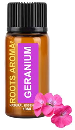Roots Aroma | Geranium Essential Oil - 10ml | 100% Pure Natural Oils | Aromatherapy, Candle, Soap, Wax, SOYA Wax, Diffusers for Home, Air Freshener, Oil Fragrance