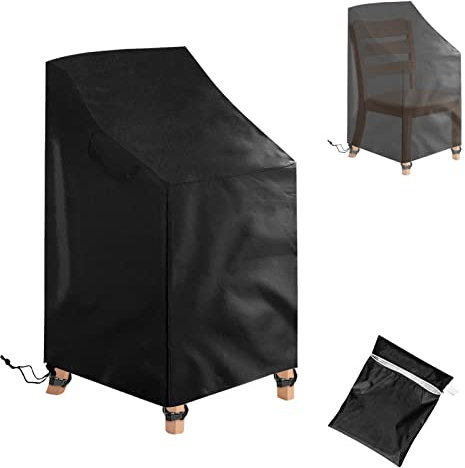 Ricyea Gartenstuhl Abdeckung, Gartenstühle Schutzhülle, Wasserdicht, Winterfest, UV-Beständig, Gartenmöbel Abdeckhaube mit 4 Schnappverschlussgurte für Stapelstühle, 72x92x70/120 cm