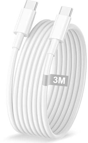 Cavo USB Type-C 3 Metri, 60W Cavo iPhone 15 16 17 Cavo USB C 3 Metri Lungo Cavo Tipo C Ricarica Rapida cavo Type C Cavetto USBC Filo Cavi USB C Cable per iPhone 16e 16 15 17 Pro Max Plus, iPad Pro Air
