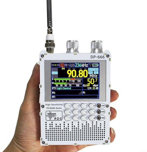HOHOVYVY DP-666 TEF6686 Hochempfindliches Radio Vollband-FM-AM-FM-Kurzwellenradio(White1)