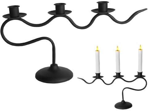Kerzenständer 3-Armiger Vintage-Kerzenhalter aus Gusseisen Schwarze Mittelstücke für Tische Kandelaber für Kaminsimse zu Hause Vintage-Kerzenständer