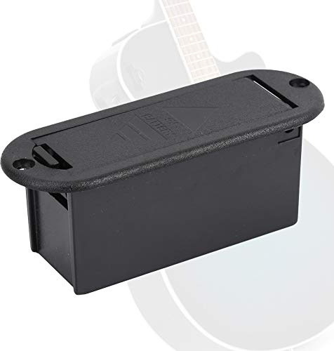 RiToEasysports Soporte de Batería para Pastilla de bajo y Guitarra de 9V, Funda de Batería de Cuero PU Sólido Suave con Botón a Presión para Músicos (Bayoneta Ovalada)