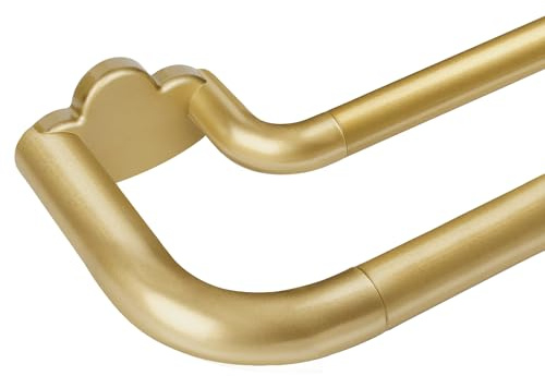 Double Curtain Pole 80-218 cm, HOTOZON 19 mm Gold Curtain Poles for Eyelet Curtains, Extendable Double Curtain Track with Brackets for Blackout, Voile