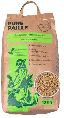 Nata Pets Lettiera Pure Paglia, granulato naturale biodegradabile, ad alto assorbimento, 2 x 10 kg, per gatti e roditori