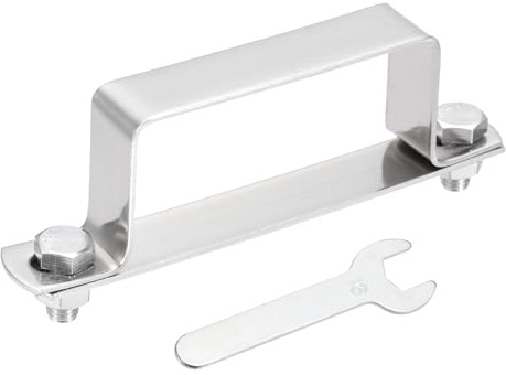sourcing map Collier de serrage carré en forme de U, 80 x 40 mm, support en forme de U en acier inoxydable 304 avec plaque de boulon, écrous et clé pour tuyaux, porte, barre fermée, garde-corps