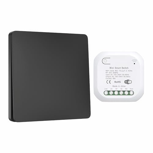 Mengshen Interruptor Remoto Inalámbrico Interruptor de luz WiFi | RF433 MHz Mando a Distancia WiFi Compatible con Alexa Google Assistant Control por voz No Requiere Concentrador