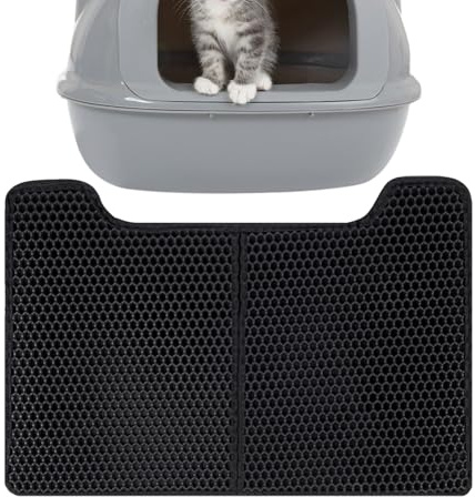 Alfombrilla para caja de arena | Almohadilla de doble capa resistente al agua en forma de U – Alfombrilla para atrapar arena – para familiares, amigos, mascotas, gatitos, interiores, exteriores, sala