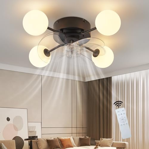 Homefire Deckenventilator mit Beleuchtung G9 - Leise Deckenleuchte Mit Ventilator und Fernbedienung 6 Geschwindigkeiten Timer Schlafzimmer Lampe Mit Ventilator für Küche Esszimmer - Ohne Leuchtmittel