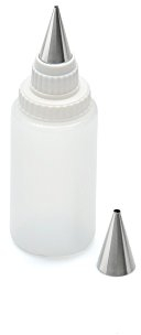 Original Kaiser Inspiration Spritzflasche mit 2 Edelstahl-Spritztüllen, Quetschflasche 75 ml, Kekse verzieren, Dekorieren, Beschriften von Torten, Kuchen, Tellerrand