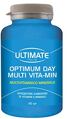 Ultimate Italia - Optimum Day multivitaminico - 60 compresse - integratore di vitamine e minerali, 100% dell'RDA di ferro, calcio e magnesio, senza lattosio e adatto per vegani
