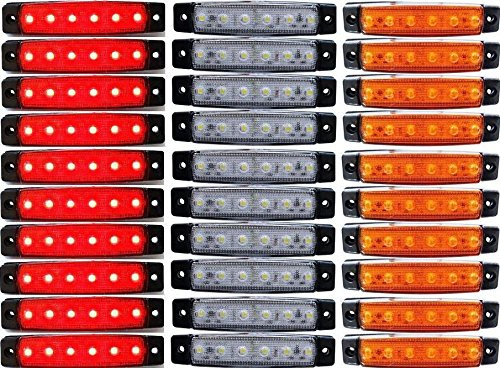 30 Stück 24 V LED Seite hinten Outline rot weiß Bernstein Marker Lichter für Truck Trailer Caravan für DAF Scania Man