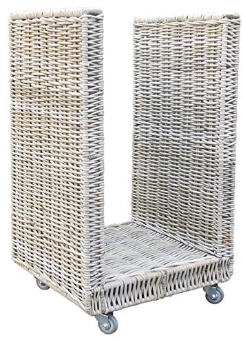 AUBRY GASPARD - Porte-Bûche à roulettes Poelet - Gris - 48 x 44 x 75 cm - Poids 10.50 kg - Transport Facilité - Design Élégant pour Décoration Cheminée Intérieure