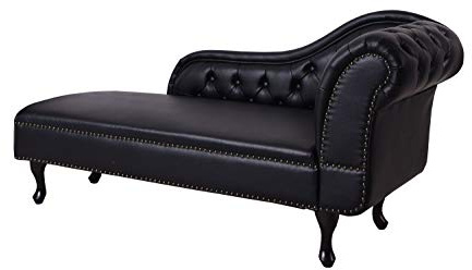 Unbekannt Chaiselongue Chesterfield Sofa Schwarz Lederoptik 170 cm Couch Liege Daybed Ottomane Loft fha005r Palazzo Exklusiv