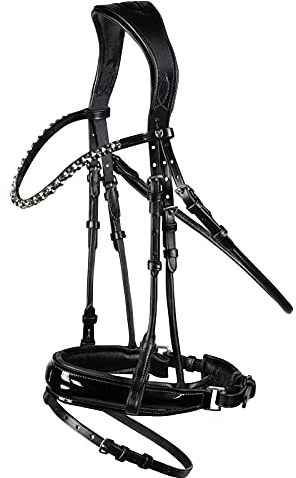 HORZE Pferde Trense Clermont anatomisch, Trensenzaum für Warmblut und Vollblut, Schwarz, F