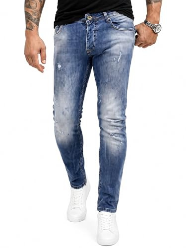 Rock Creek Jeans Herren Hose Slim Fit Denim M21 | Körpernah geschnittene Röhrenjeans, lange Jeanshose für Alltag und Freizeit