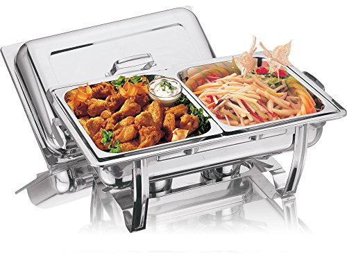 2 Pans Chafing Dish Set - Stainless Steel 8.5L Party Cater Food Warmer, Serving Buffet, Cooking Pot, Ideal for Restaurants, Birthdays & Parties | Food Pan Server | Buffets