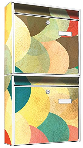 banjado Briefkastenanlage 2 Fach - 2 Briefkästen 36x64x10cm groß - Doppelbriefkasten Set - Namensschild, 2 Schlüssel, Montagematerial - Stahl verzinkt weiß - Motiv Schuppen