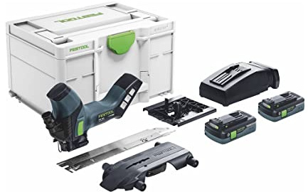 Festool Akku-Dämmstoffsäge ISC 240 HPC 4,0 EBI-Plus (mit Akkupacks, Schnellladegerät, Schneidgarnitur Wellenschliff, Adapter-Tisch, Führungsschienen-Schlitten), im Systainer