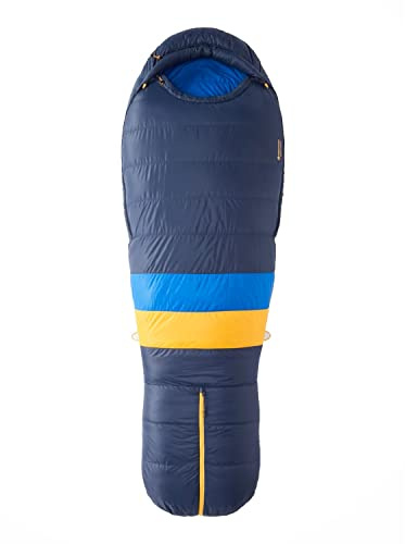 Marmot Damen Women's Ouray Long, Mumienschlafsack für Erwachsene, Entendaunen mit 650er Bauschkraft, extralang, sehr leicht und warm, 183 cm, geeignet bis -40 °C, Arctic Navy/Dark Azure, 183 cm