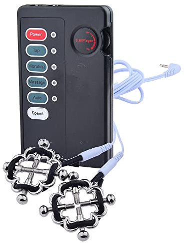 Xuomt Elektrische Stimulation Nippel Piercings mit Gastgeber 2 Stück Brustclips Metall Nippelklemmen Einstellbar Nippel-Klammern BDSM Bruststimulatoren Sexspielzeug für Für Frauen Männer (B)