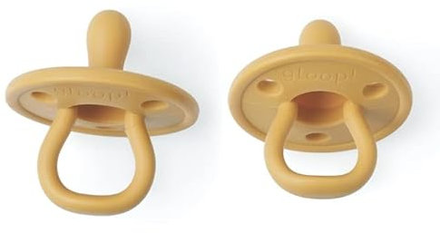 GLOOP - Lebensmittelechter Silikonschnuller mit runder Maske und Sauger für natürliches Stillen - 3 Belüftungslöcher - Spülmaschinenfest - 2 Stück