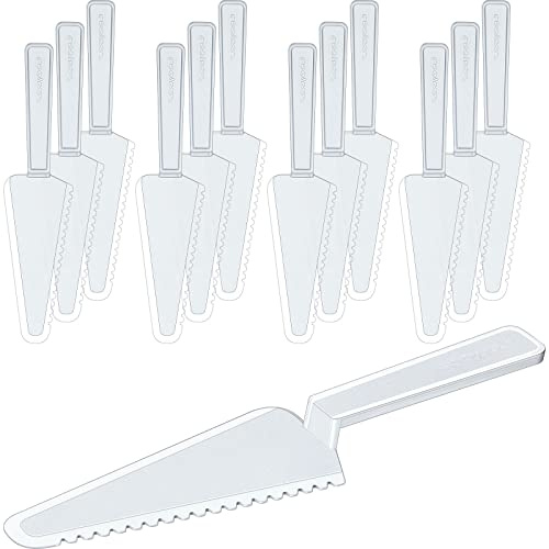 Suclain 50 Pieces Clear Disposable Cake Knife Bulk for Wedding Party 9.1 Inch Plastic Cake Server Cutting Plastic Spatula Knives Pie Pizza Pastry Slicer Serving Utensils for Kitchen