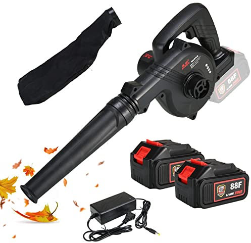 Souffleur À Feuilles Sans Fil 2-EN-1 Balayeuse Aspirateur Électrique Batterie Li-Ion 21V 3.0Ah Chargeur Rapide Poids Léger Vitesse Variable Pour Souffler Feuille/Poussière Aspirer Cour
