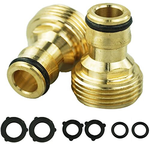 Raccordi per rubinetti per tubi in ottone da 2 pezzi, connettori per rubinetti filettati maschio da 3/4 pollici in ottone per tubi flessibili, connettori per tubi flessibili in rame da 3/4 BSP