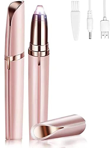 Epilierer für Augenbrauen, elektrischer Rasierer, Damen, schmerzlos, mit LED und Bürste, wiederaufladbar, für Augenbrauen, Gesicht, Lippen, Bikini, Arme