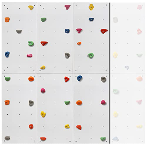 ALPIDEX Kletterwand Komplettset ab 1,44 qm in Natur/Weiß/Braun Klettergriffe und Befestigungsmaterial inklusive, unbegrenzt erweiterbar Kinder Erwachsene, Veredelt Weiß|6 Paneele (4.32 m²)|36 Griffe