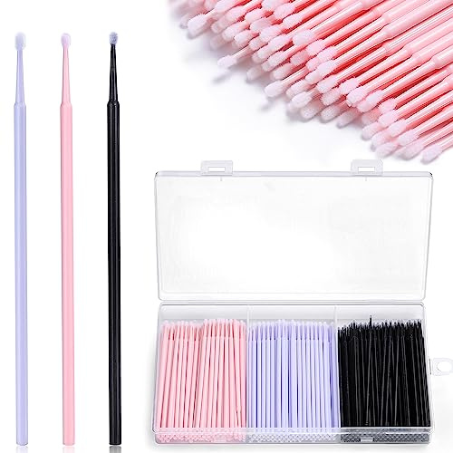 300pcs Disposable Micro Applicators brushes,JASSINS Eyelash Extensions Microfiber Wands Applicator Brush,False Eyelashes Brush Clean Mascara swabs(2.0 mm With Container) (PINK)