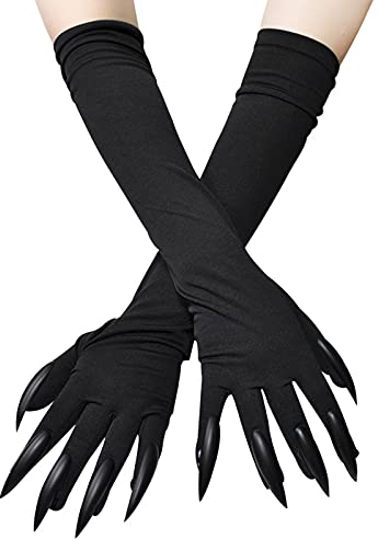 NICEYEA Halloween Lange Nagelhandschuhe Lange Fingernägel Handschuh Requisiten Kostümhandschuhe mit Nägeln Partykostüm Cosplay Fingernägel Handschuhe Krallen Halloween Cosplay Requisiten