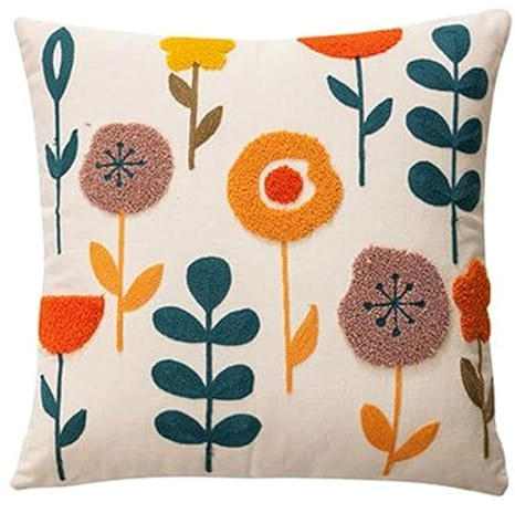 Copricuscino Con Ricami Floreali 18x18 Pollici Fodere Per Cuscini Decorativi Con Fiori Per Divano Camera Da Letto Federe Per Cuscini Decor