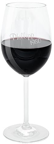 Personalisiertes Weinglas mit Gravur | Spülmaschinenfestes Glas für Rotwein | Geschenke für Frauen zum Geburtstag oder Weihnachten | Name & Jahreszahl