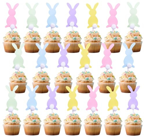 Bekecidi 20pc Easter Cupcake Toppers - Exquisite Rabbit Themed Party Decorations, Unforgettable Holiday Magic