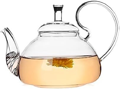 ZzzaNa Teapot Heat Resistant High Glass Handle Pitcher Coffee Flower Tea Pot Blooming Glass Teapot Jugs 250ml 600ml 750ml 1200ml Teapot Kettle Théières (Color : 600ml)