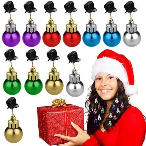Bartschmuck, Weihnachtskugel mit Bartclip, 12 Stück, bunte Mini-Weihnachtsschmuck für Gesichtsbehaarung, Zwiebelform, kleine Bartglocken Xistuoz
