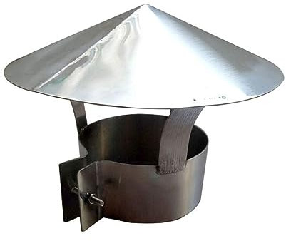 Schornsteinhaube aus Edelstahl, Rohr-Regenschutz, Schutzkappe, Dachhaube für Kanäle, Lüftungskappe, Regenhut, Haube, Verstellbarer Reifen, Durchmesser 15 cm