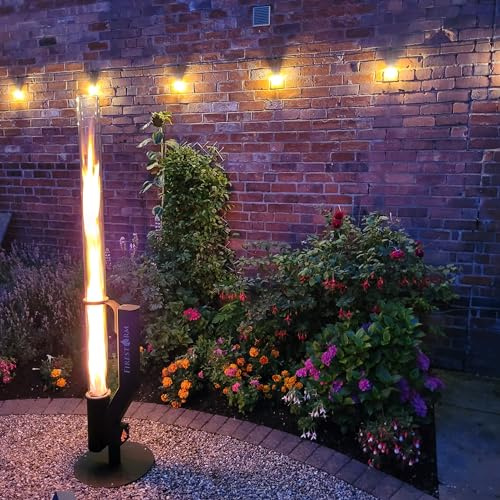 Generic Outdoor Patio Heater with 1.5m Glass Tube, Wood Pellet Fuel, Easy Lighting, Self Extinguishing, Made in the UK, Fire1.5