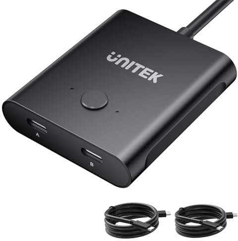 Unitek Conmutador USB C bidireccional 1 entrada 2 salida/2 entrada 1 salida Selector de conmutación USB 2 ordenadores comparten 1 dispositivos Conmutador KVM 8K@60Hz Vídeo 10Gbps Transferencia