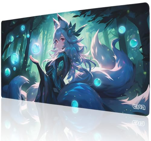 Tilt Gaming Mauspad 1000x500 mm - 4 mm Dick - Fox Sorceress Desk Mat | Rutschfeste Schreibtischunterlage Groß - Speed-Oberfläche & HD-Druck - Maschinenwaschbar Mousepad XXL für Gaming und Büro