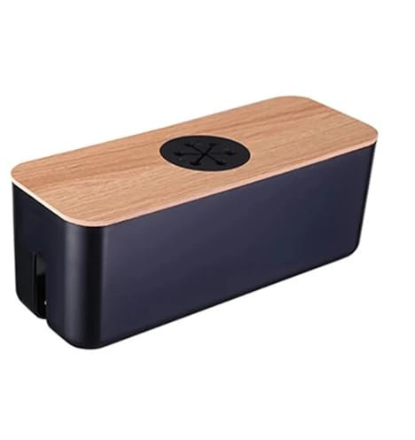 WJIAYAO Scatola Porta Cavi Scatola portacavi in ​​Legno Custodia portacavi Antipolvere Organizer for Prese di Ricarica Custodia portacavi Organizer for avvolgicavo Domestico(Style 1-Black)