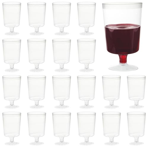 MATANA 200 Clear Hard Plastic Wine Glasses (160ml) - One Piece - Sturdy & Reusable Wine Cups for Cocktails, Dessert - Ideal for Birthdays, Weddings, Christmas, BBQ, Picnic, Parties