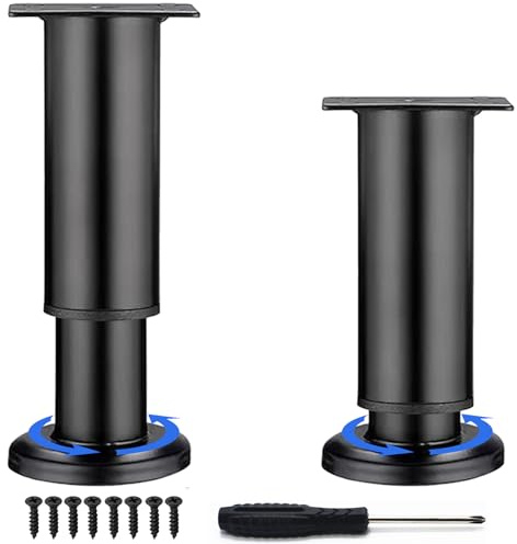 2 Stück Möbelfüße Höhenverstellbar,Möbelbeine Metall Schwarz, Möbelfüße Verstellbare, Furniture Legs,Möbelbeine für Schrank Fernsehschrank Bett Sofa Nachttisch Lehrstuhl.(Schwarz - 2PCS, 18-30cm)