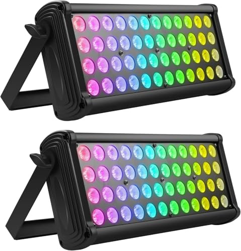 48 RGB 3 en 1 LED Barre Wallwasher Mini, Lumière de Scène Console, Stroboscope Projecteurs à Effets pour DJ Bar Soiree Fête Disco Éclairage Mariage Halloween Noël, 2 pièce